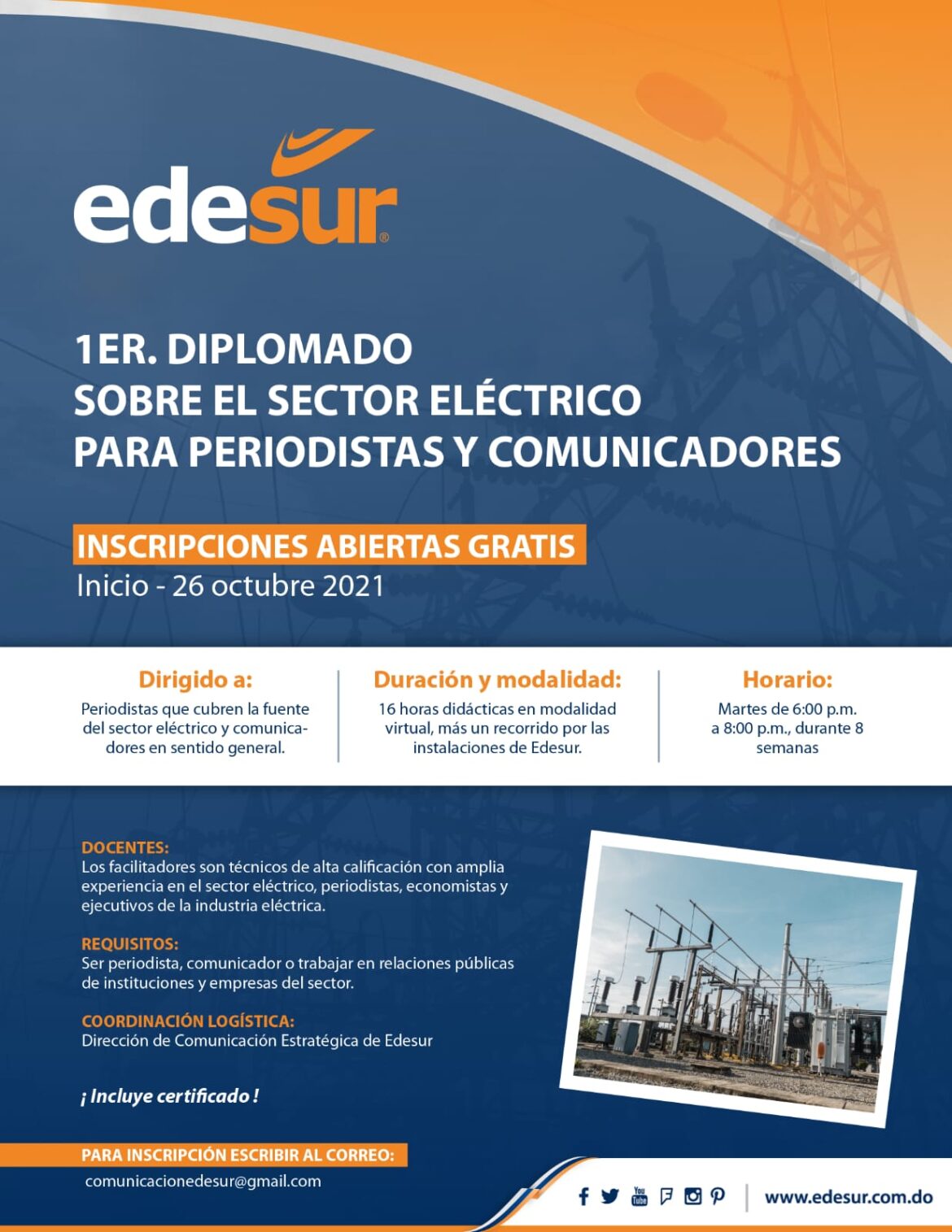 *Edesur invita a periodistas y comunicadores a diplomado sobre el sector eléctrico *